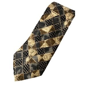 Ermenegildo Zegna Brown & Grey‎ Diamond Silk Tie 54"x4"